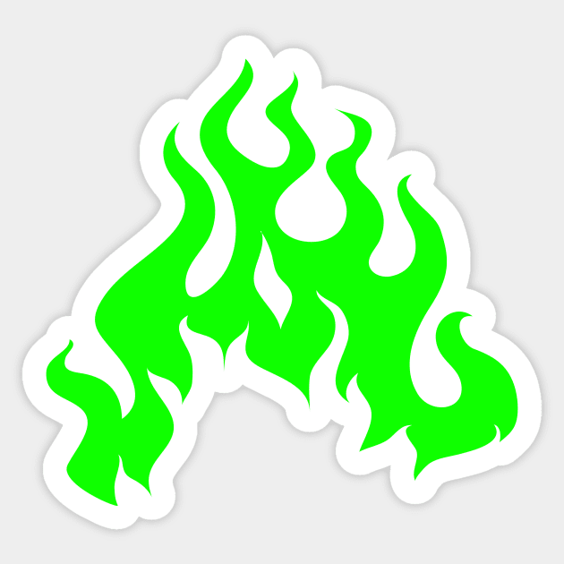 Green Hotrod Flames Sticker by Trendy Tshirts